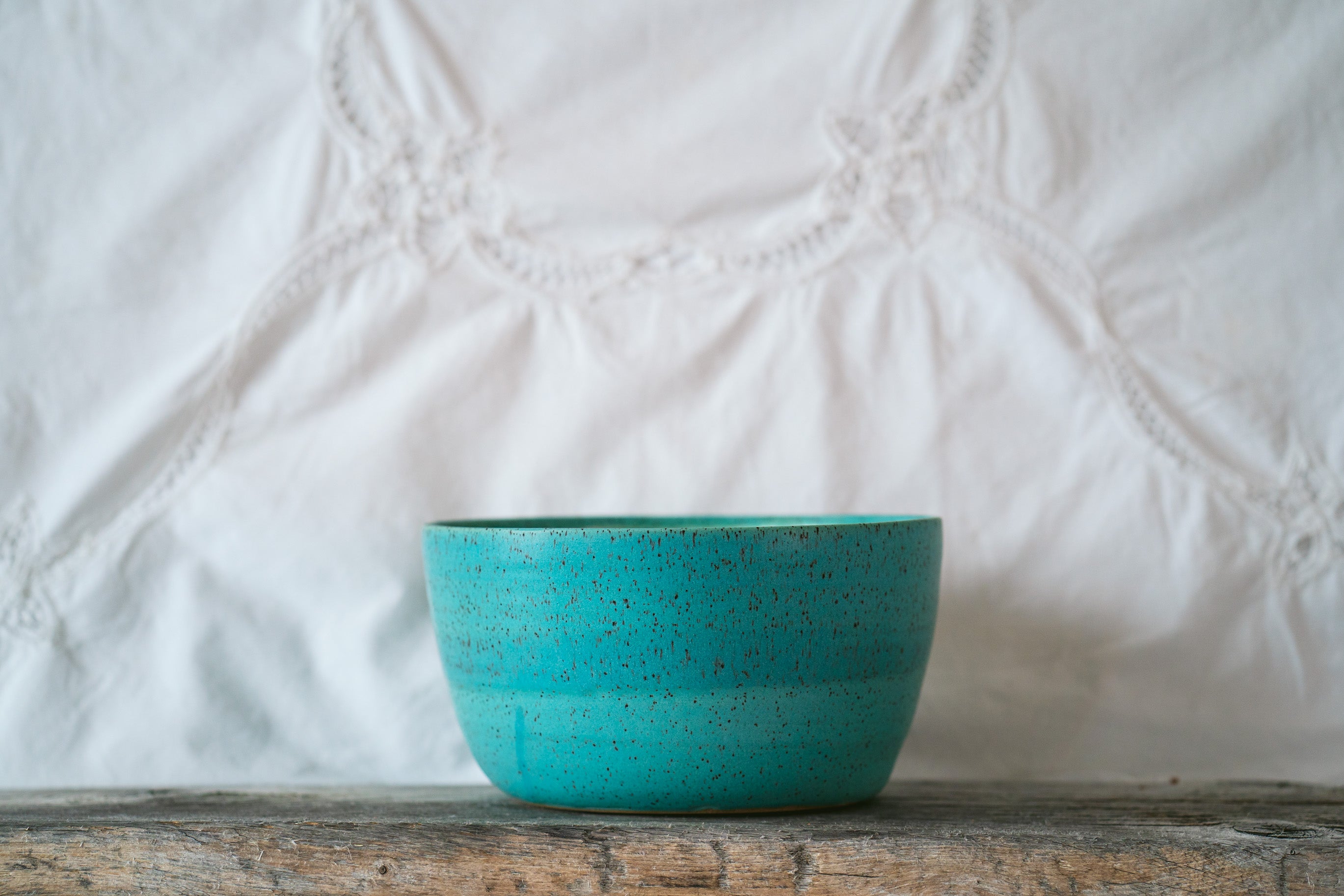 Big serving bowl in robin egg speckle