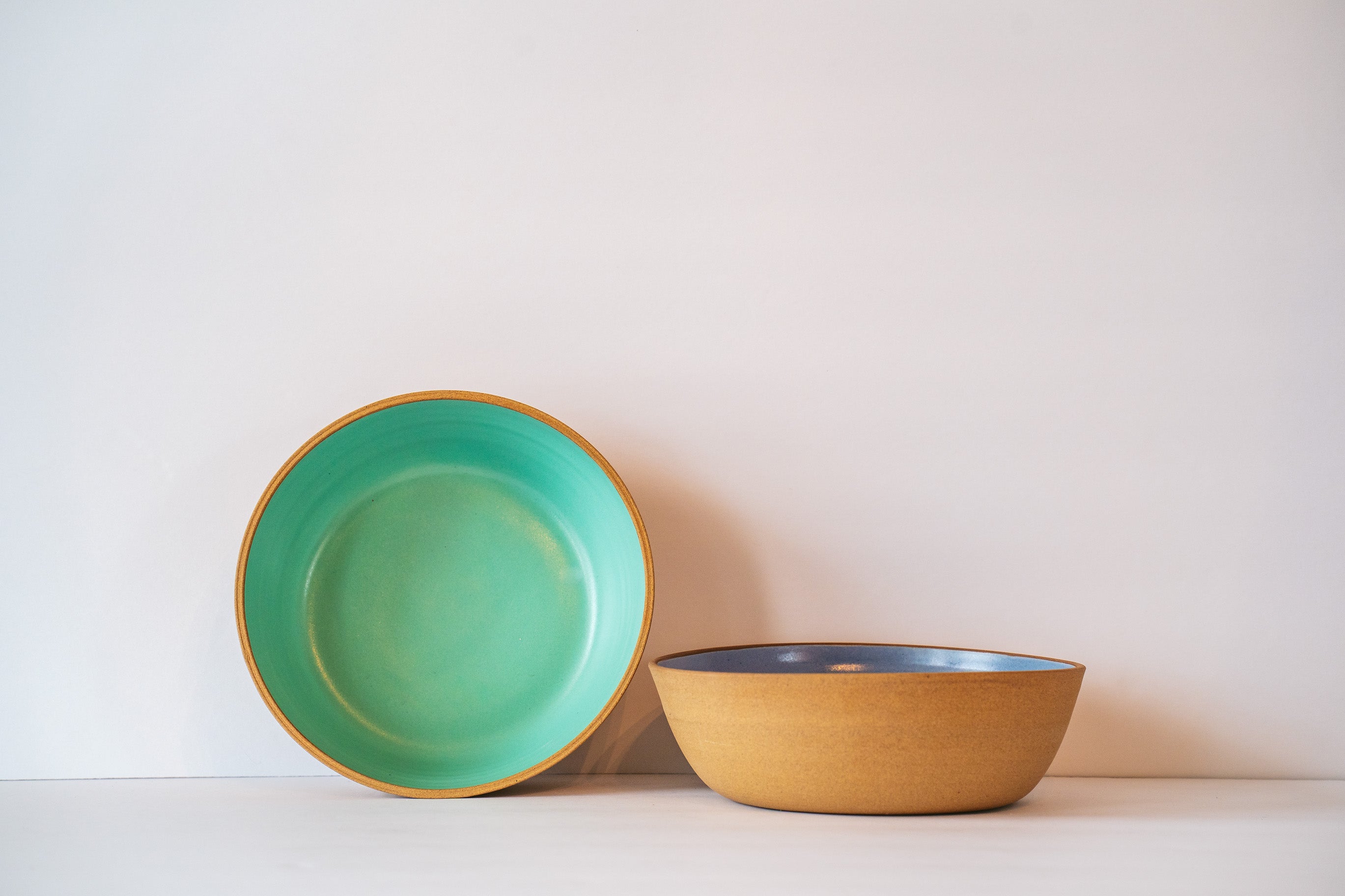 Turquoise shallow bowl for pasta