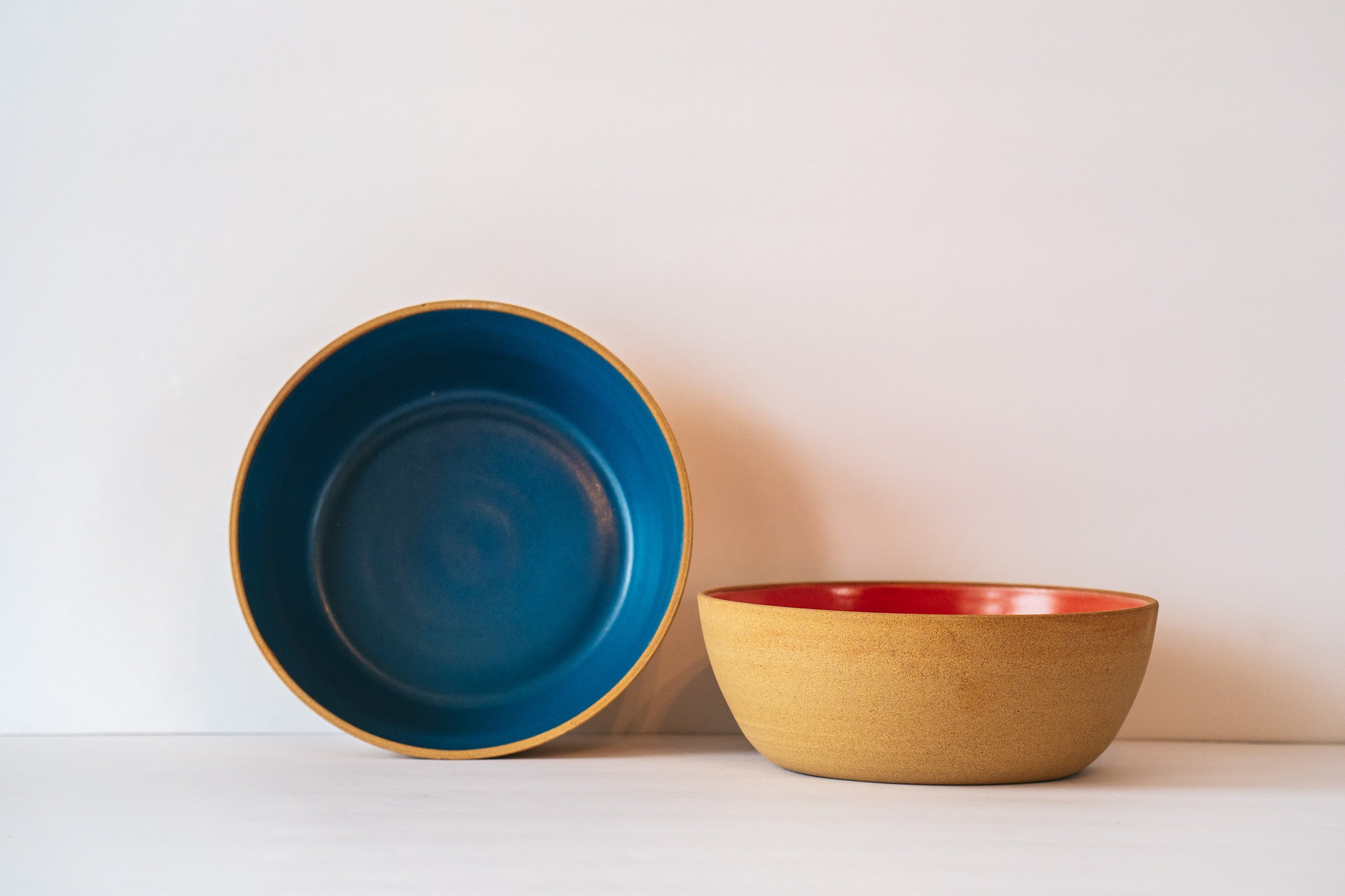 Dark blue shallow bowl for pasta