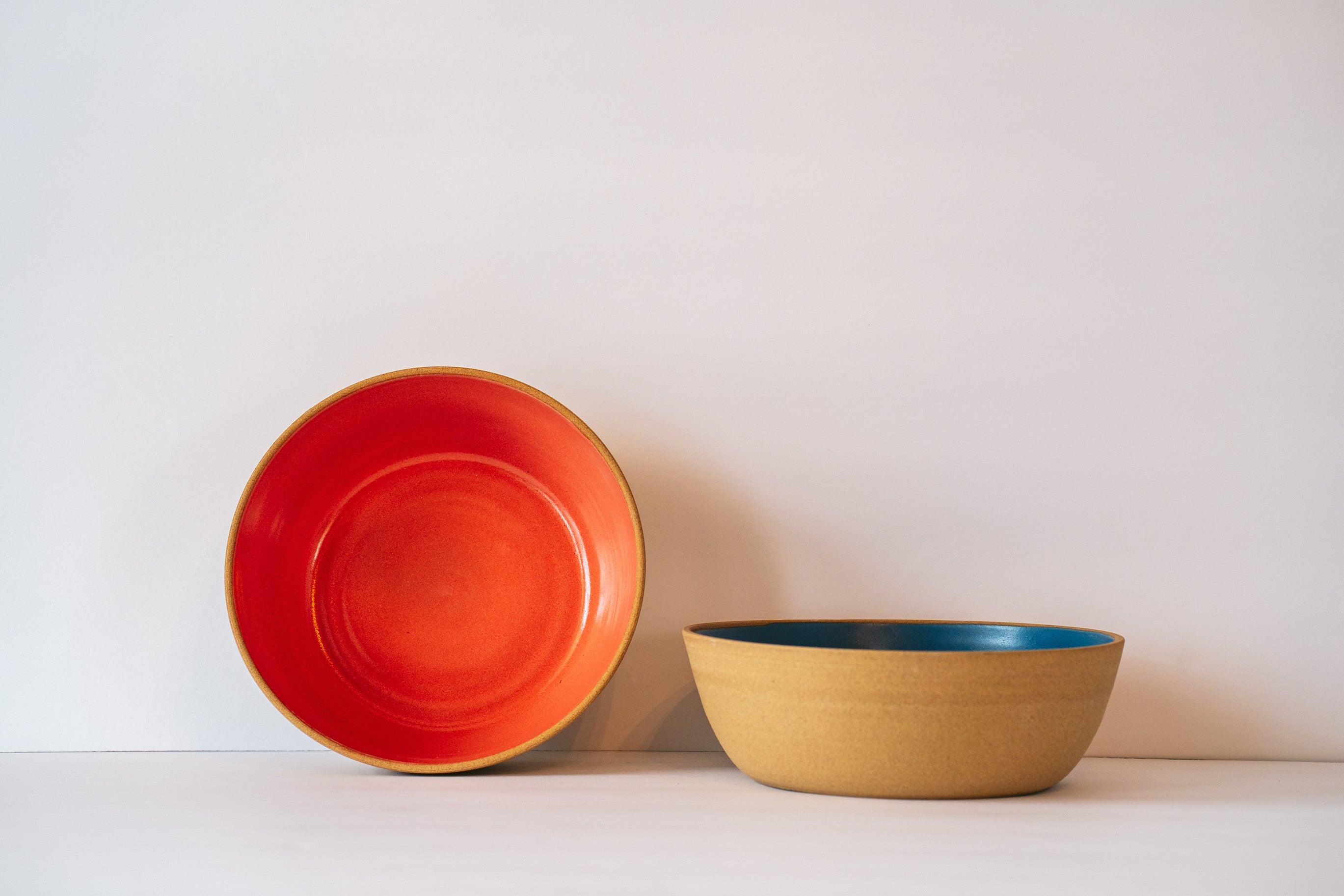 Orange shallow bowl for pasta