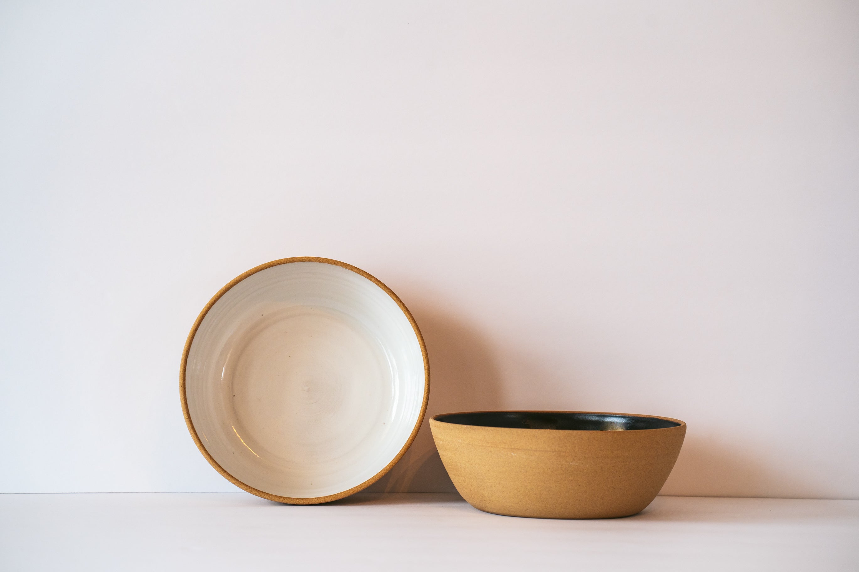 White shallow bowl for pasta