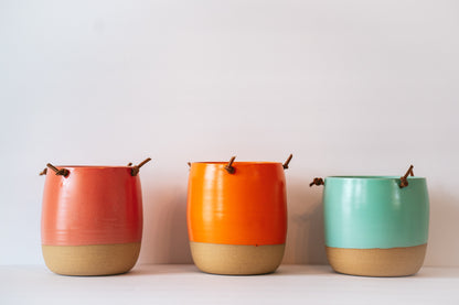 Hanging Planter medium in coral, orange and turquoise