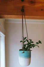 Load image into Gallery viewer, Medium tall hanging planter in half and half speckle
