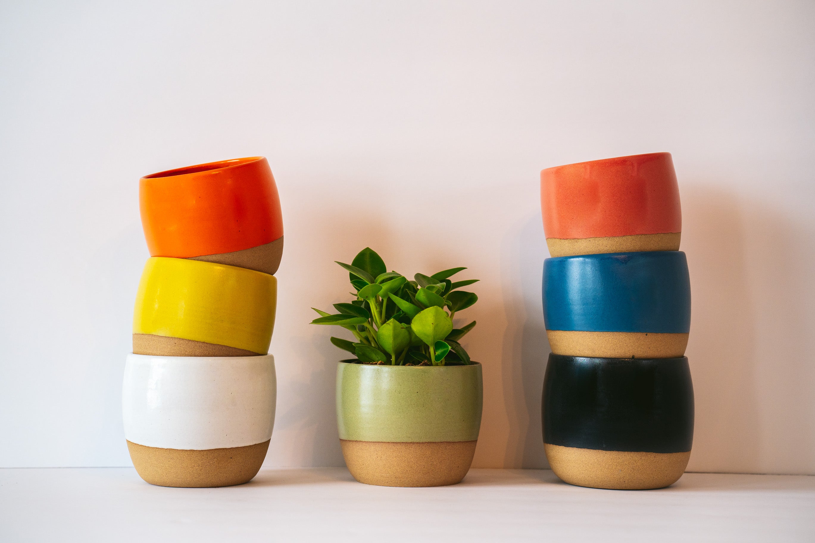 Colorful stack of table planter